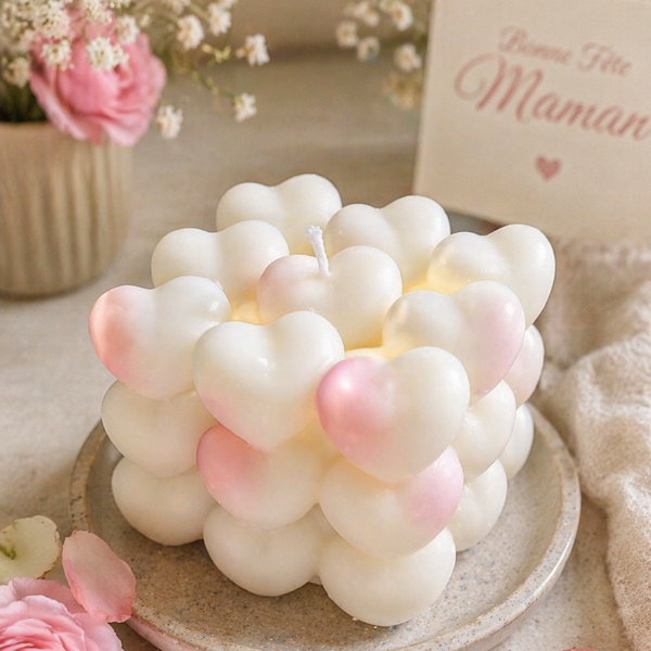 Bougie moulée Cœurs – Édition Fête des Mères - ROSE PASSION
