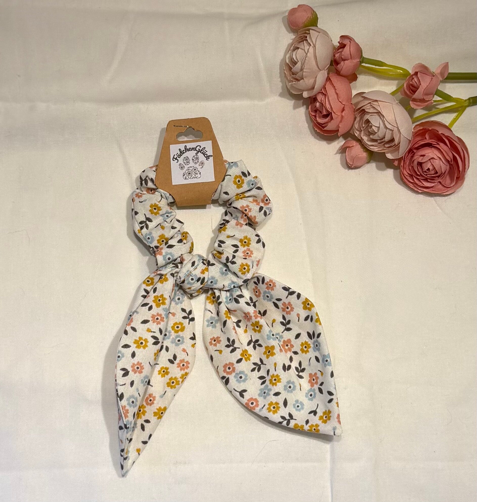 Scrunchie mit Schleife - Blütenzauber