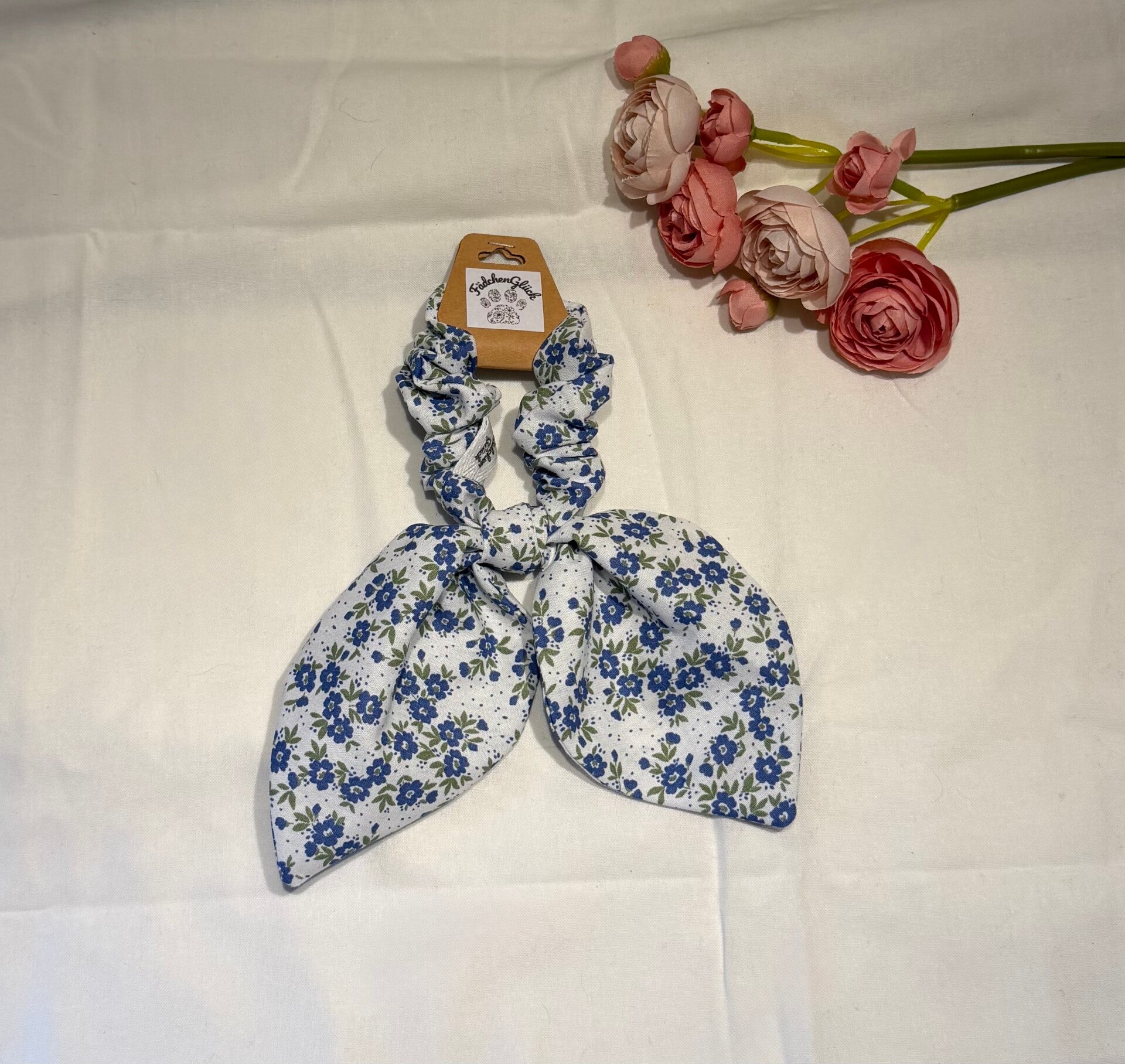 Scrunchie mit Schleife - Scandi-Blumen