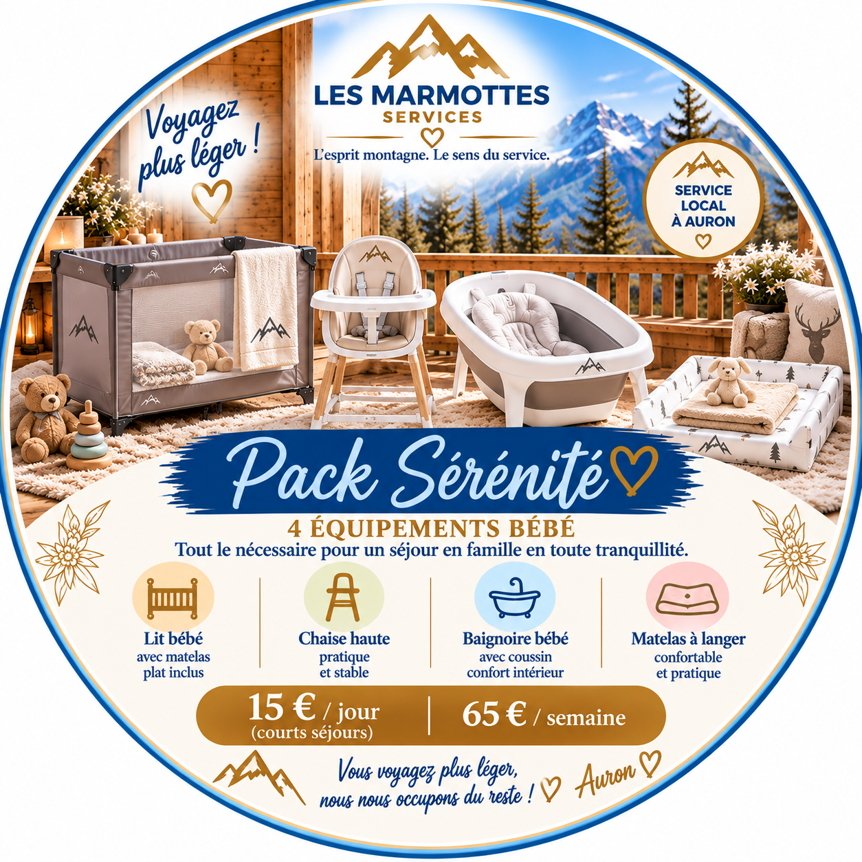 pack bébé lit et baignoire Auron