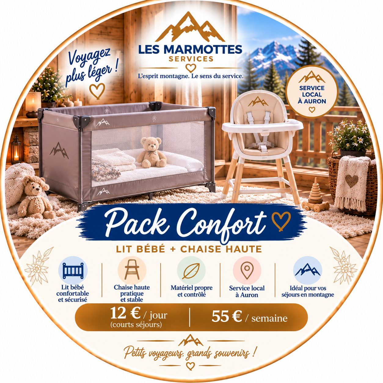 pack lit bébé chaise haute Auron
