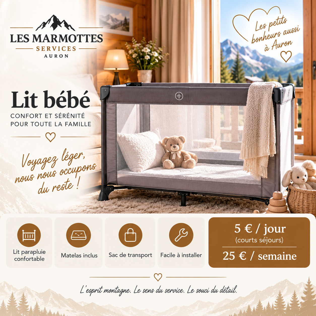location lit bébé Auron