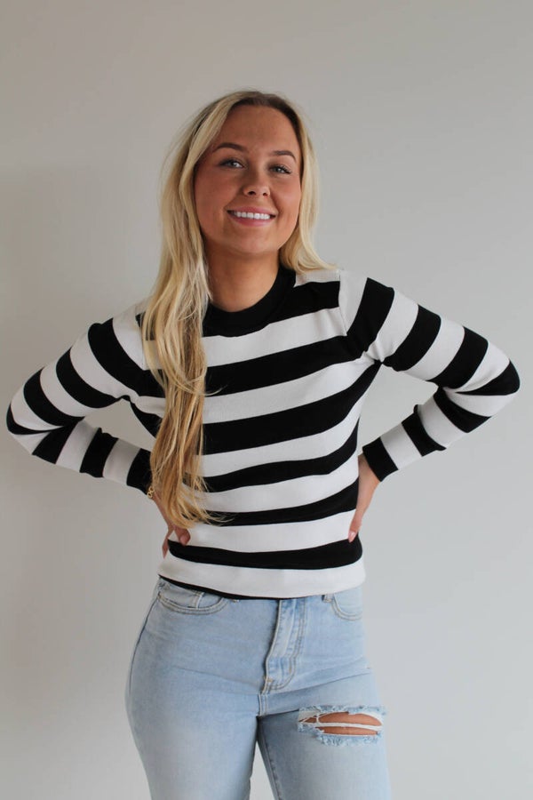 Stripe top | zwart