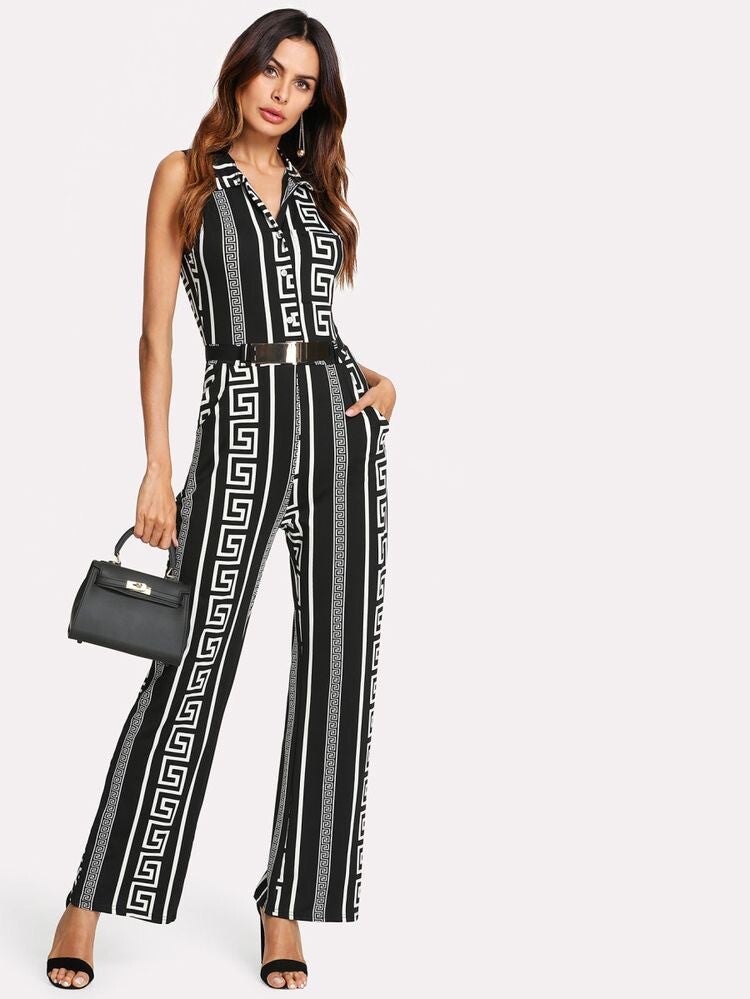 Lena jumpsuit met riem | zwart