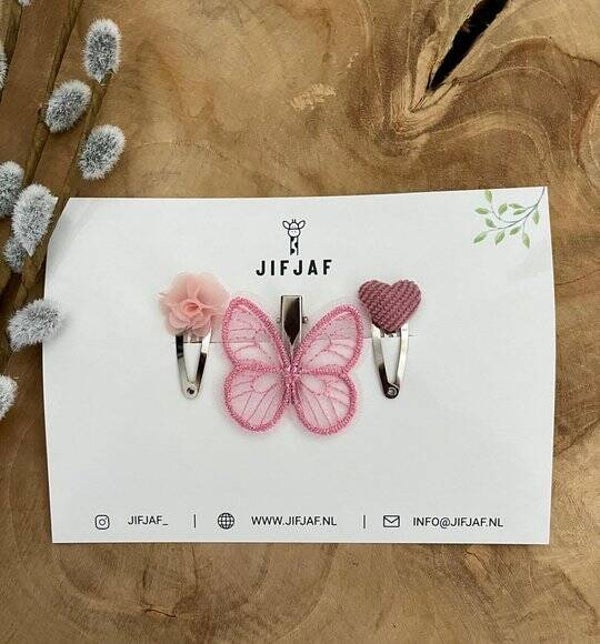 NIEUW Haarspeldjes set Butterfly Pink