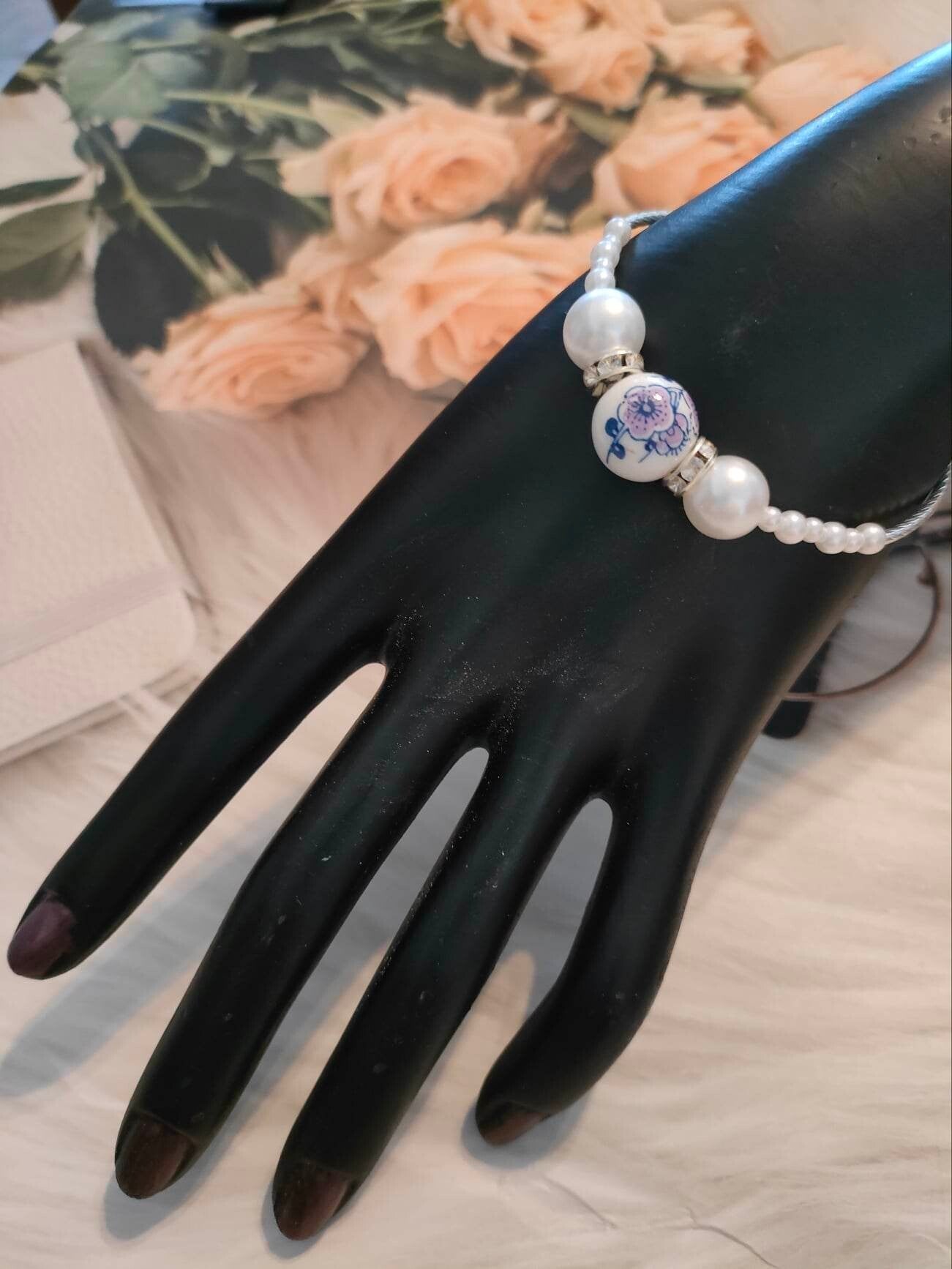 bracelet mariage pas cher fleur ivoire 2