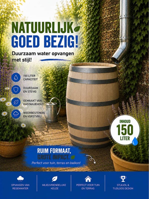 Regenton 150 liter – gesloten model / met deksel