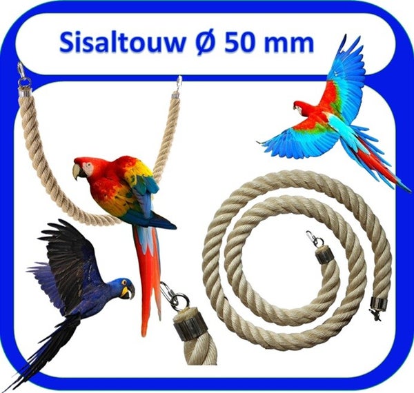 Sisaltouw 50 mm voor grote krachtige papegaaien ara en kaketoe