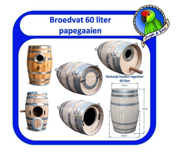 Broedvat 60 liter kastanjehout – horizontaal of verticaal