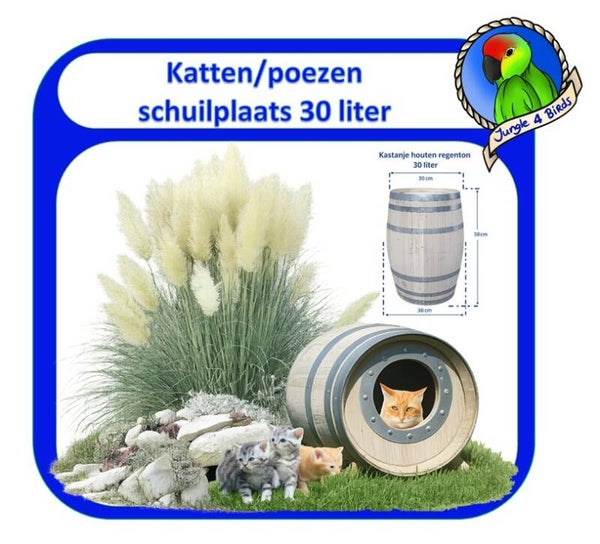 Kattenton 30 liter van kastanjehout – liggend kattenhuis met pootjes