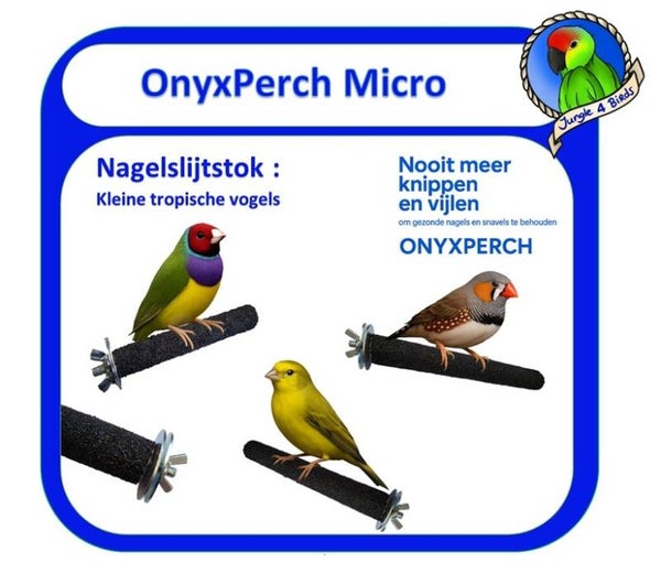Slijtstok Ø18 mm voor parkieten – OnyxPerch Micro (10 cm)