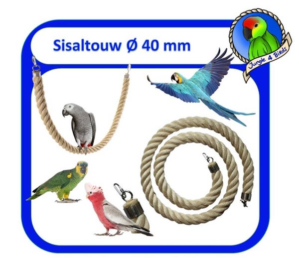 Sisal klimtouw 40 mm voor grote papegaaien | Jungle4Birds