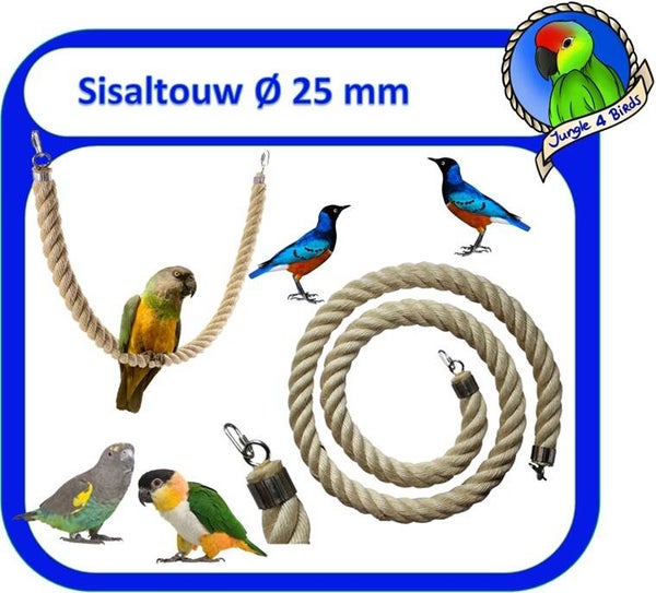Sisal klimtouw 25 mm voor parkieten en middelgrote papegaaien | Jungle4Birds