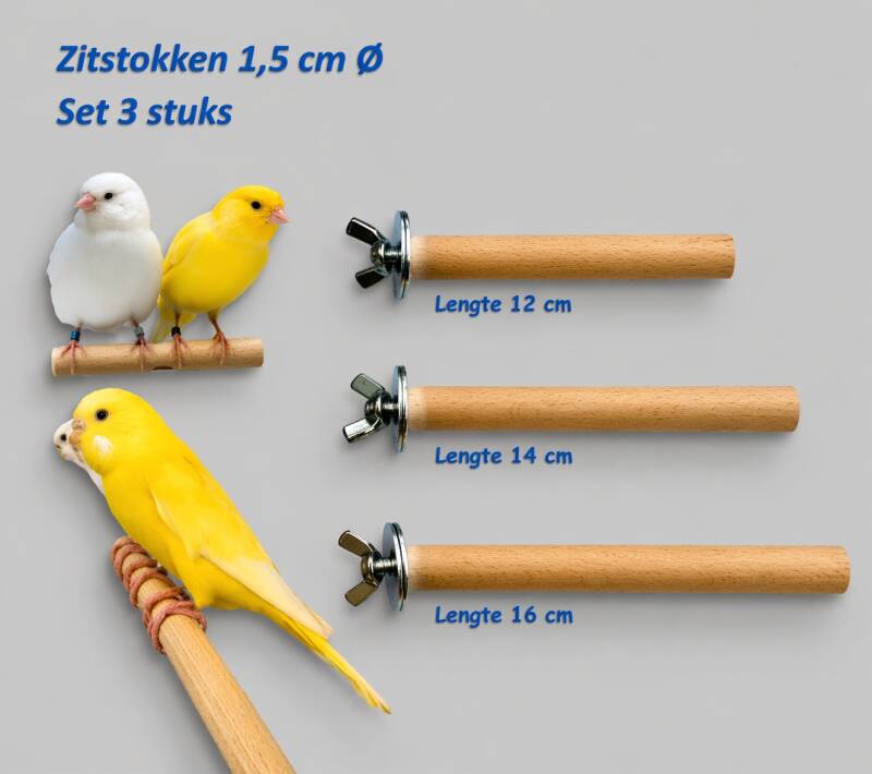 Houten zitstok 15 mm voor kleine vogels ideaal voor kooi en volière inrichting en comfort