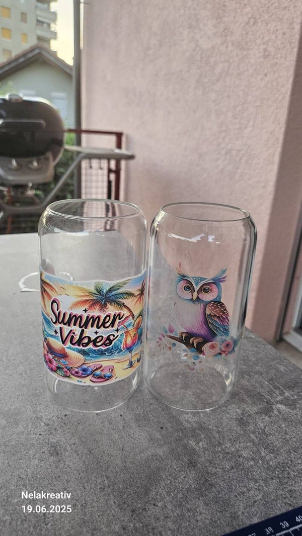 Glas mit Deckel + Röhrli Individuelles Bild