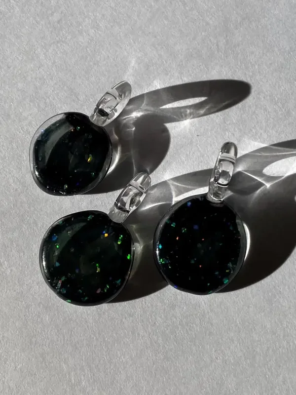 Black Crushed Opal Charm