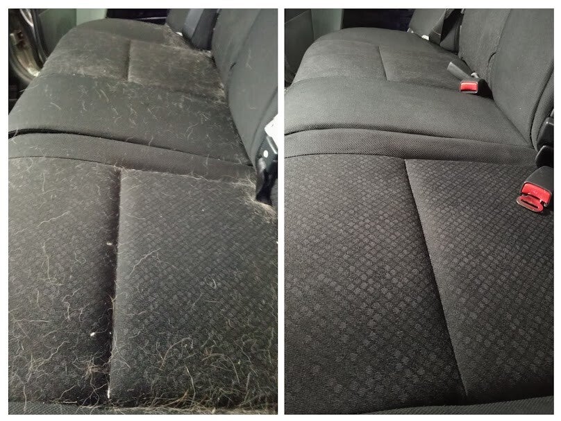 Interior Detailing - Dog hair before after image 