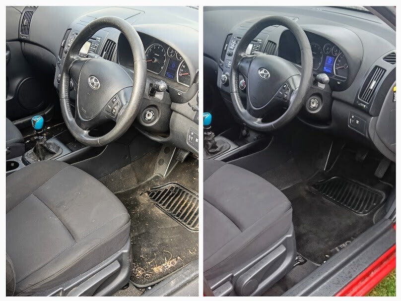 Interior Detailing - Drivers side before after image 