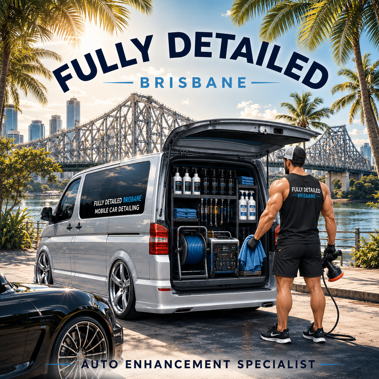 Fully detailed van with bridge Back Ground 