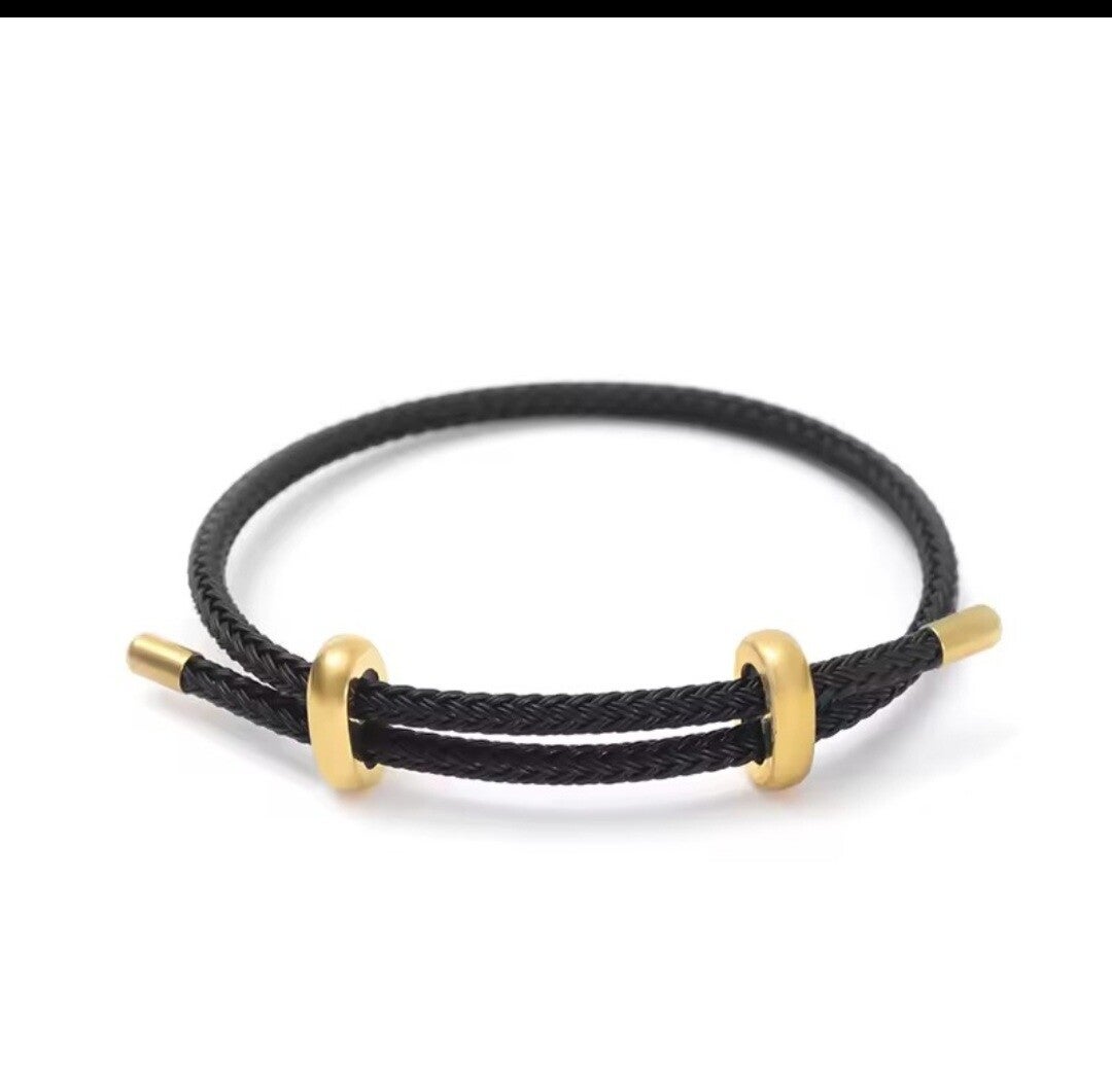 Bracelet réglable noir acier inoxydable boré