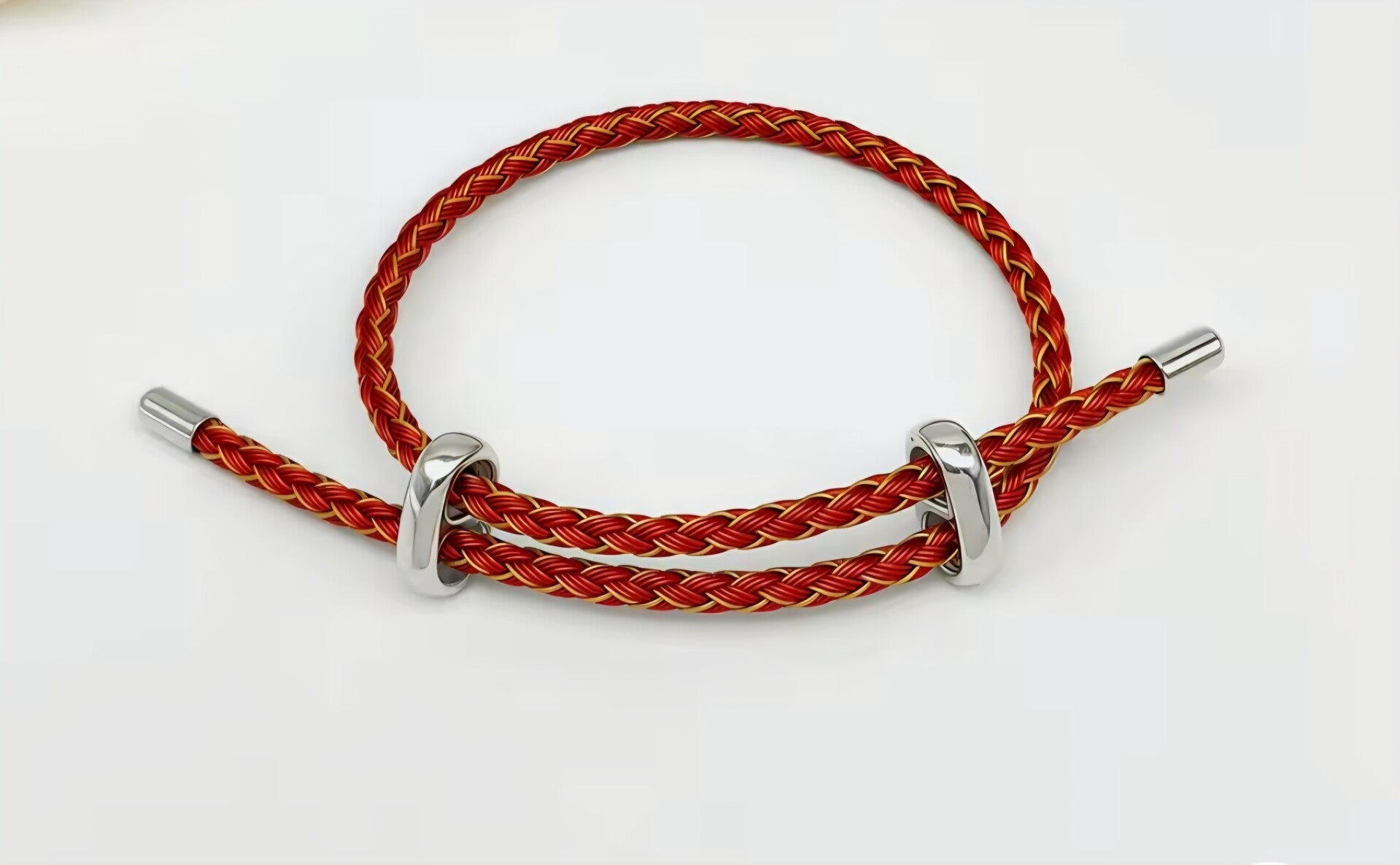 Bracelet argenté rouge orange
