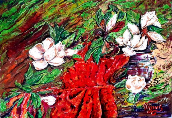 "intrigo rosso" olio su tela cm. 50 x 35