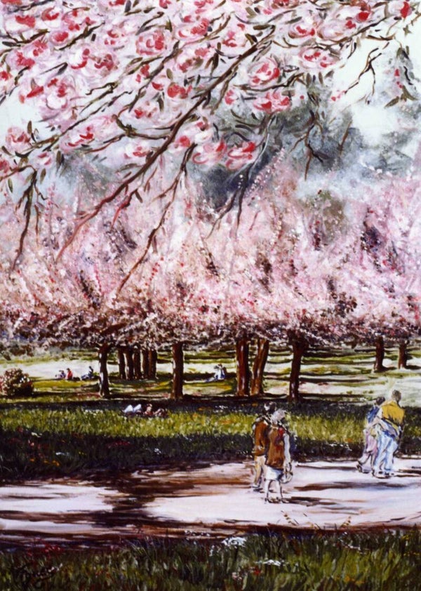 Primavera 12 Villa Borghese olio su tela cm. 50 x 70