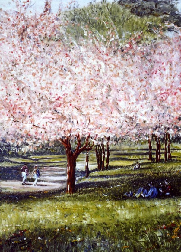 Primavera 13 Villa Borghese olio su tela cm. 50 x 70