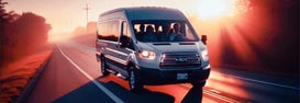 AI generated image of white shuttle van