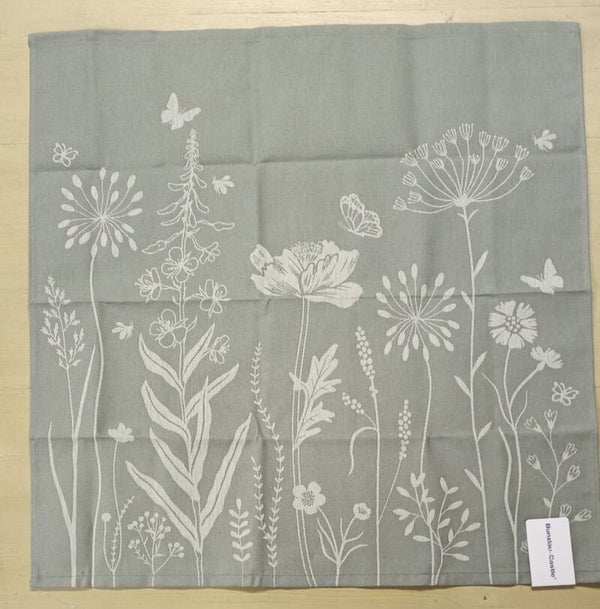 Theedoek Wild Flowers donker groen