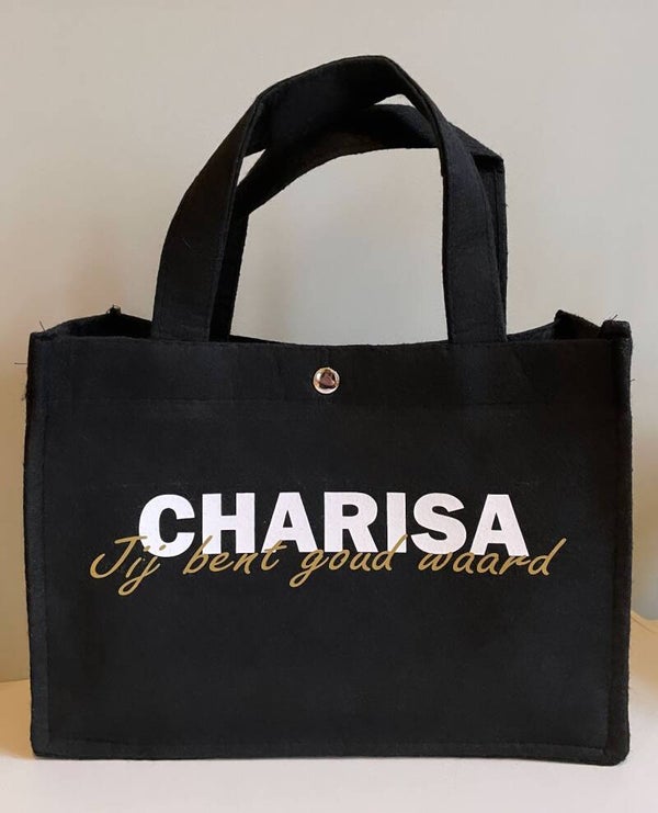 Vilten tasje "Jij bent goud waard"