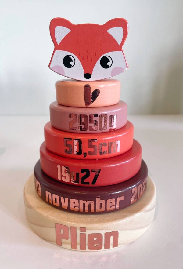 Houten stapelringen thema vos