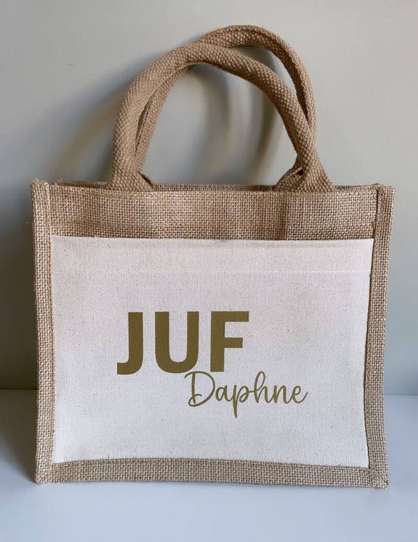 Jute tasje met opdruk naar keuze