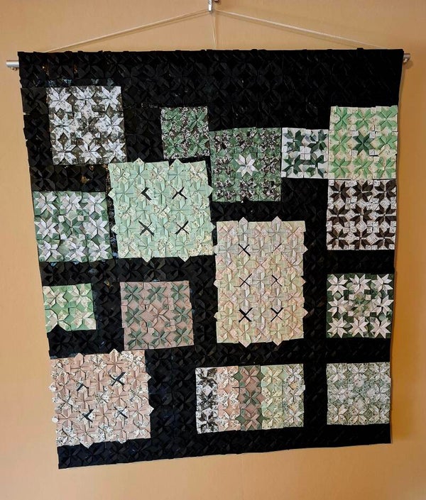 Origami groen wandkleed
