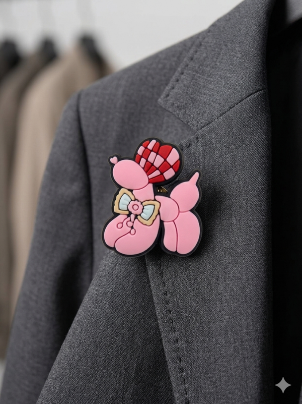 Pins chien ballon rose.oreille carreaux