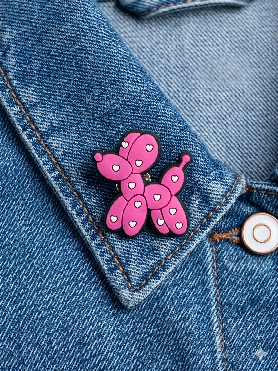 Pins chien ballon rose coeur