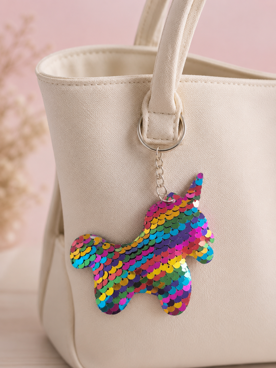 Porte clef sequins licorne multicolore