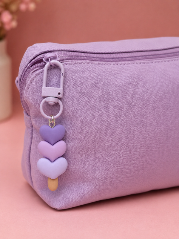 Porte clef 3 coeur violet