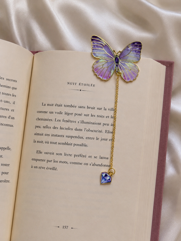 Marque pages papillon violet