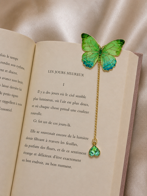Marque page papillon vert