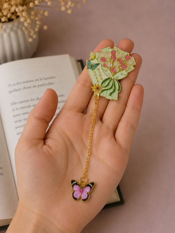 Marque page tulipe rose