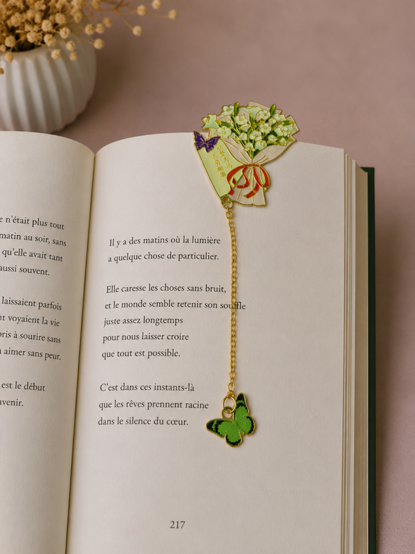 Marque page fleur blanc