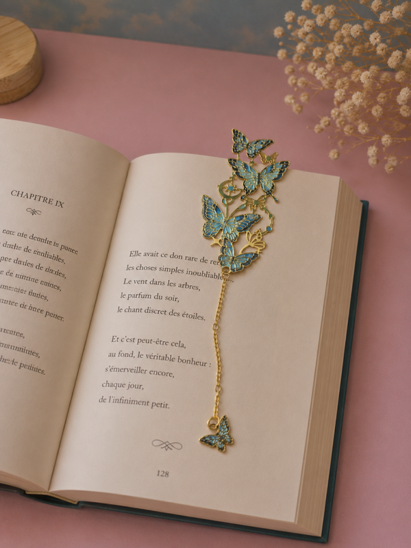 Marque page multi papillon bleu