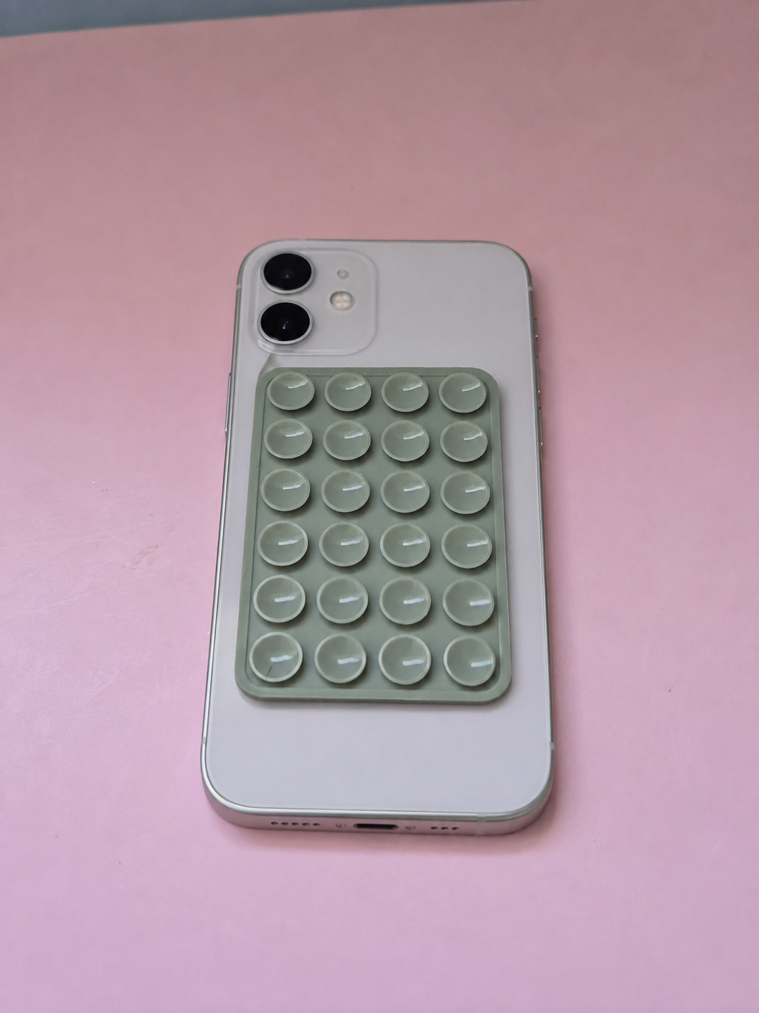 Support telephone a ventouse gris claire