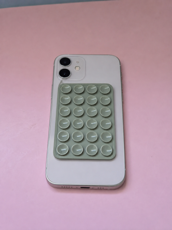 Support telephone a ventouse gris claire