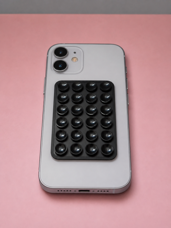 Support telephone a ventouse noir