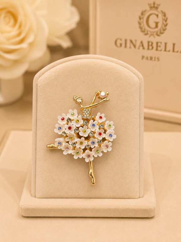 Broche danseuse strass multi