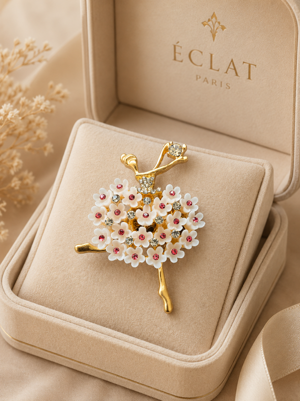 Broche danseuse strass rose