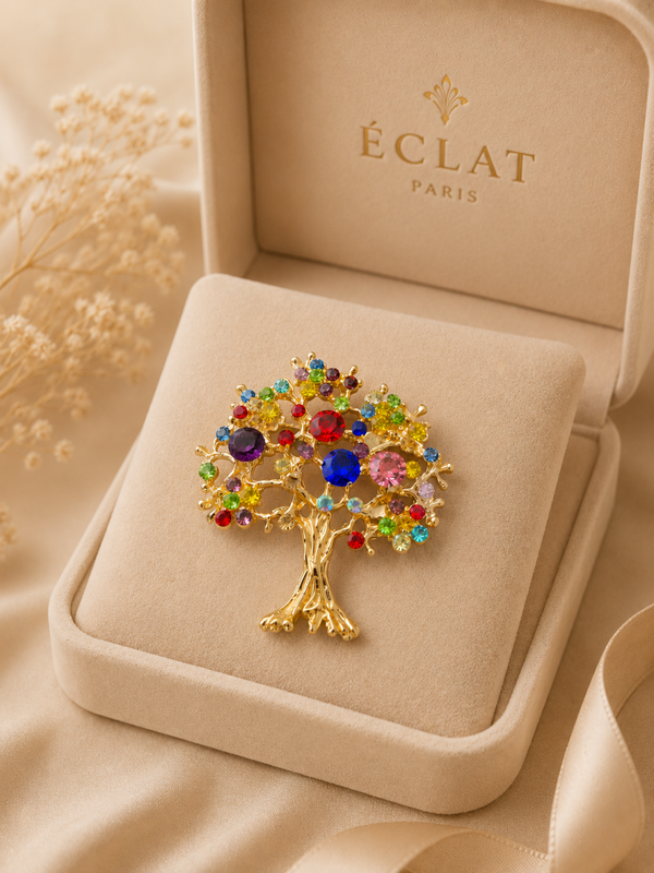 Broche arbre vie multicolore