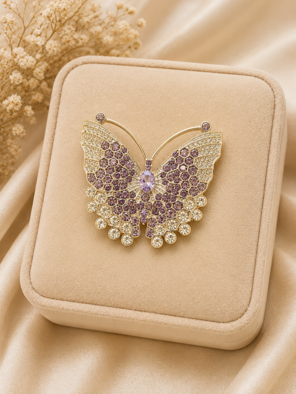 Broche papillon strassnviolet/parme